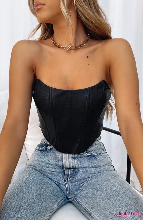 Áo ống bằng da PU nâng ngực thời trang quyến rũ cho nữ