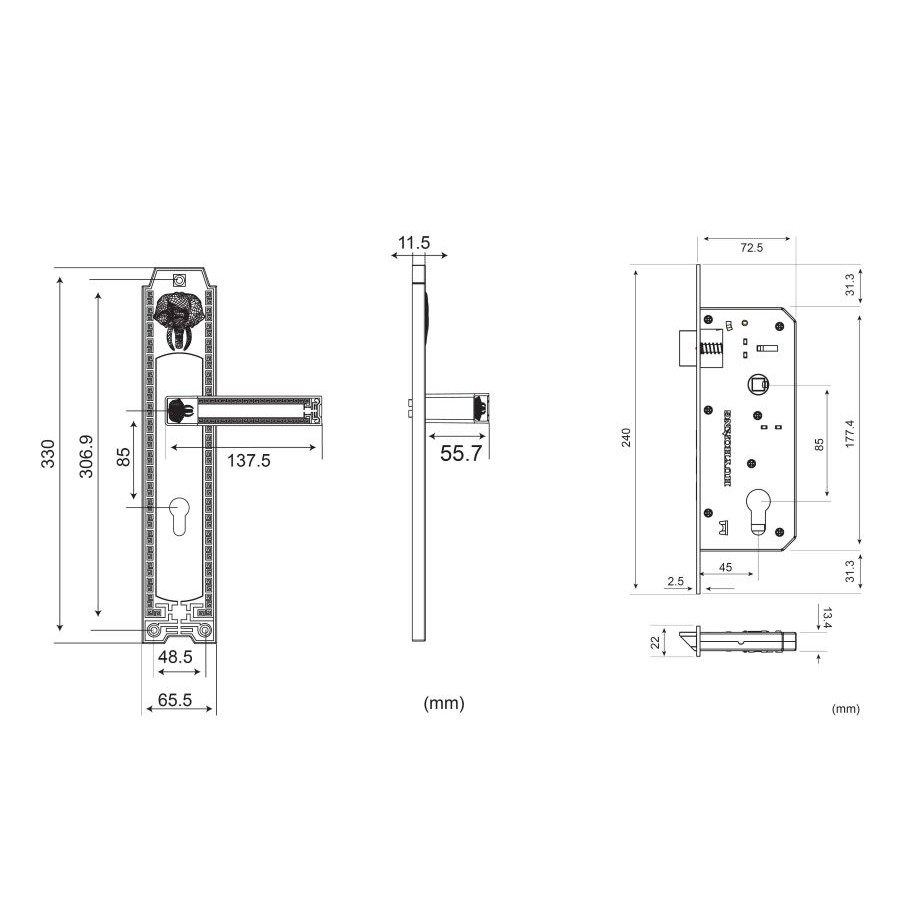 [CHÍNH HÃNG] Khóa tay nắm HC 8528 Đại màu đồng vàng dành cho cửa chính Huy Hoàng