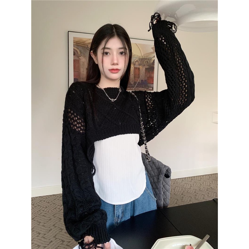 Bộ Áo Sweater Dệt Kim Dáng Rộng + Quần Short Xinh Xắn Theo Phong Cách Mùa Thu Dành Cho Nữ