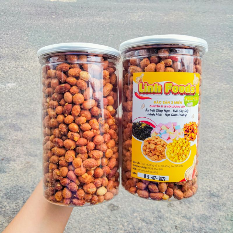 Đậu Phộng Rang Tỏi Ớt Giòn Rụm Thơm Ngon Lon Pet 450gr FREESHIP ĐƠN TỪ 50K