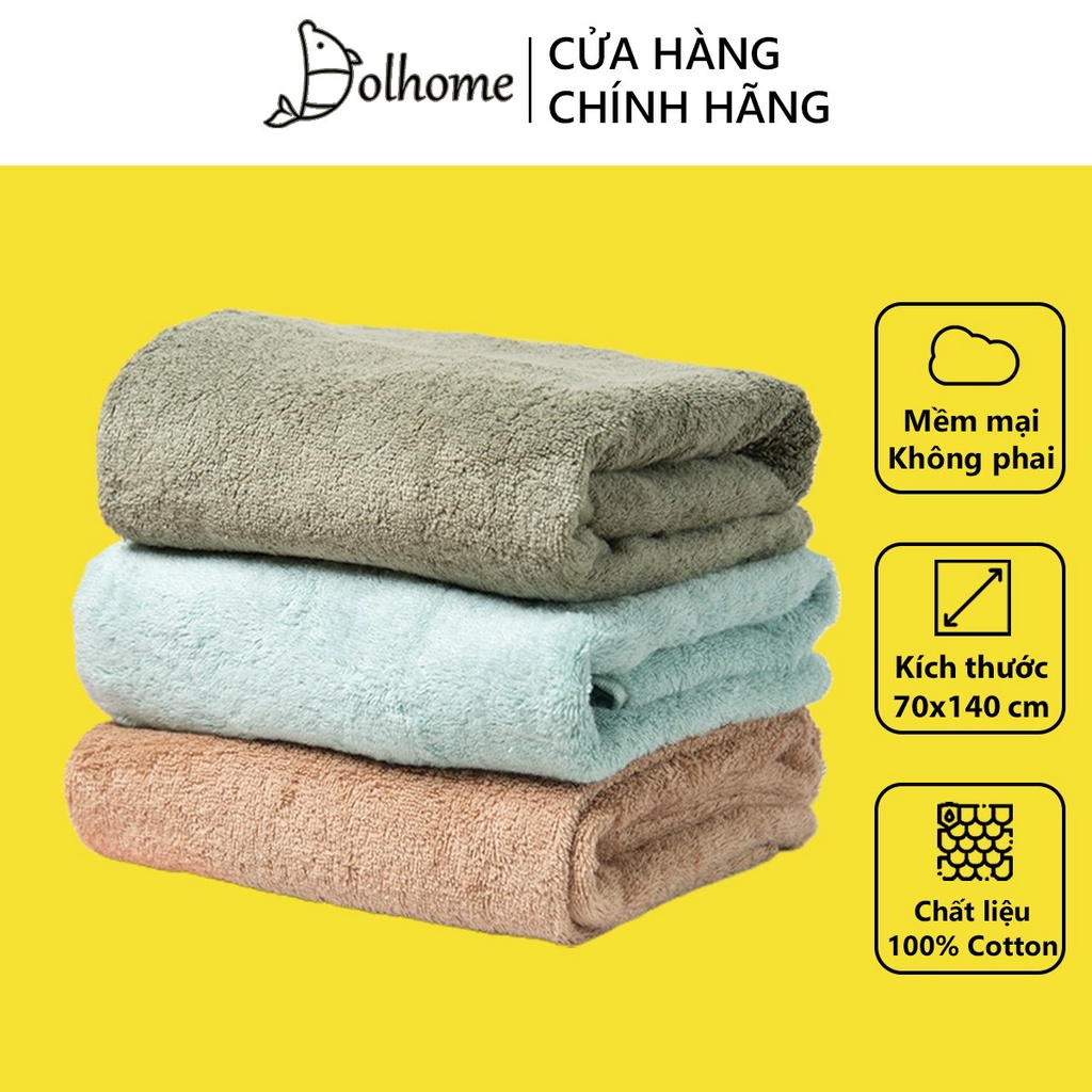 Khăn tắm Dolhome 100% cotton kích thước 70x140cm dày dặn thấm hút nước,không đổ lông-21310