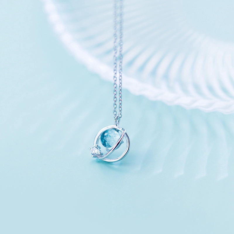 Vòng cổ MặT Đá Sapphire Xanh ThờI Trang Cho Nữ