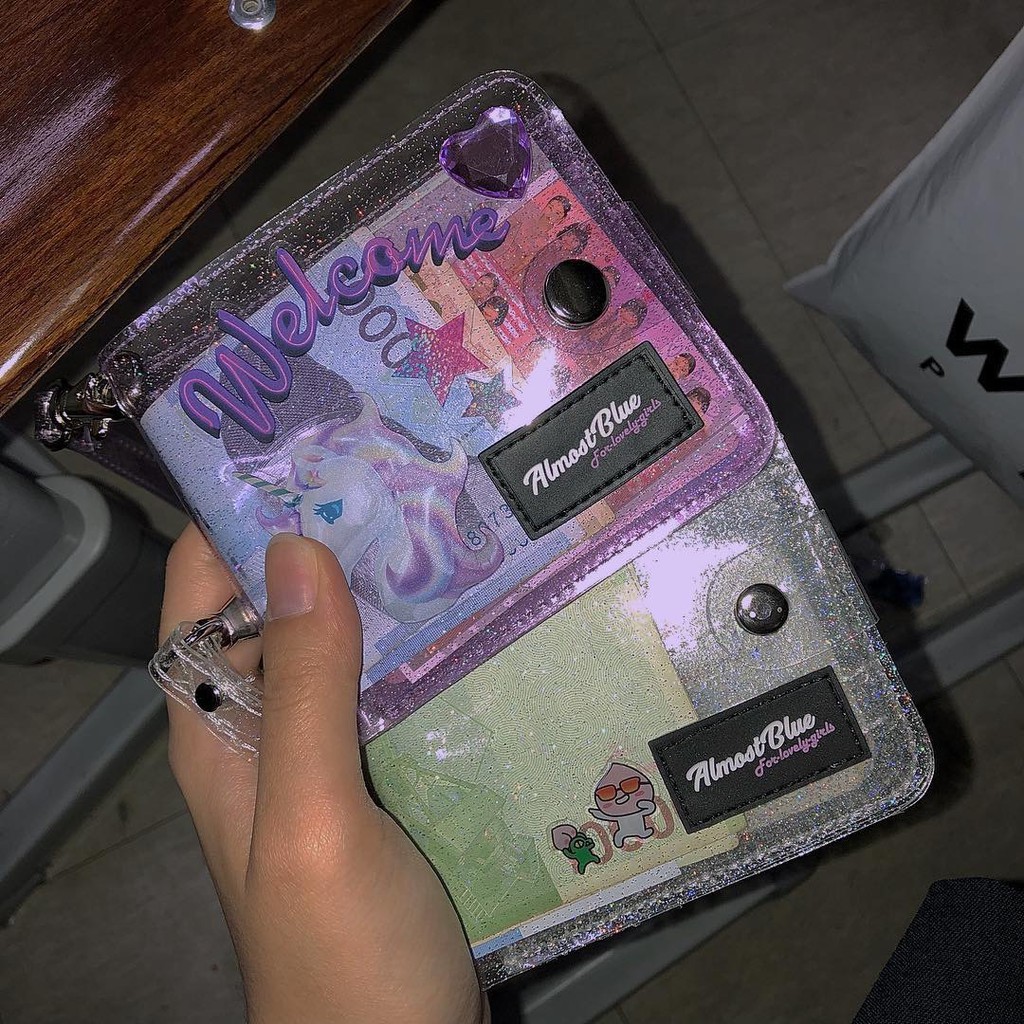 PVC trong suốt gấp dây ví ví đựng thẻ