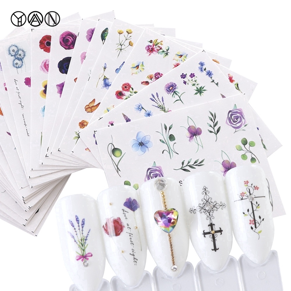 Set 24 Miếng Dán Trang Trí Móng Tay Hình Hoa Hồng