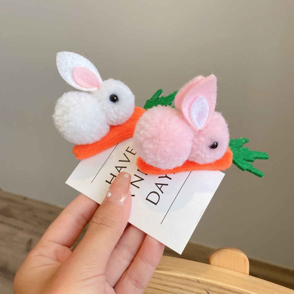 Kẹp tóc mái hình thỏ yêu cà rốt dễ thương phong cách Nhật Hàn dành cho bạn nữ dùng khi muốn tẩy trang