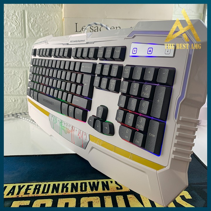 Bàn Phím Máy Tính Gaming Keycap Xuyên Led Đổi Màu Newmen KB813 Màu Trắng Giả Cơ Laptop Có Dây Keyboard Chơi Game