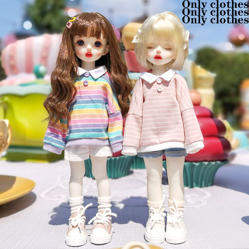 Áo sweater tay dài kẻ sọc nhiều màu dành cho búp bê