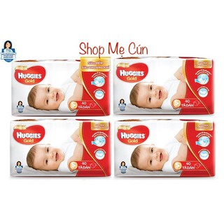 [Tặng thêm 1 gói cùng loại] Bộ 4 tã dán cao cấp Huggies Gold NB48/S40/M34/L30