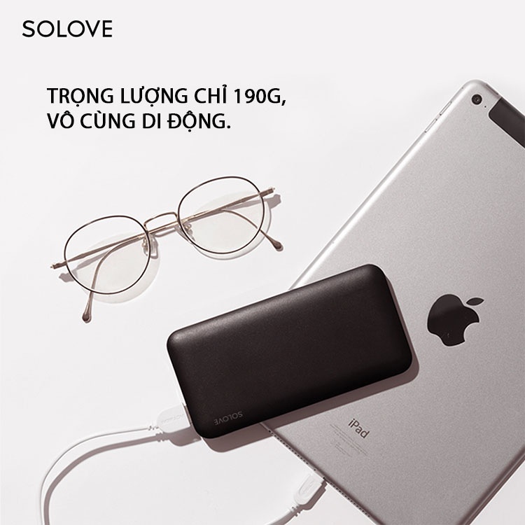 [Tặng Kèm Túi Đựng Bằng Da ] Sạc Dự Phòng SOLOVE 001M+ - Trọng Lượng Chỉ 190g - Pin Dung Lượng Lớn 10000Mah