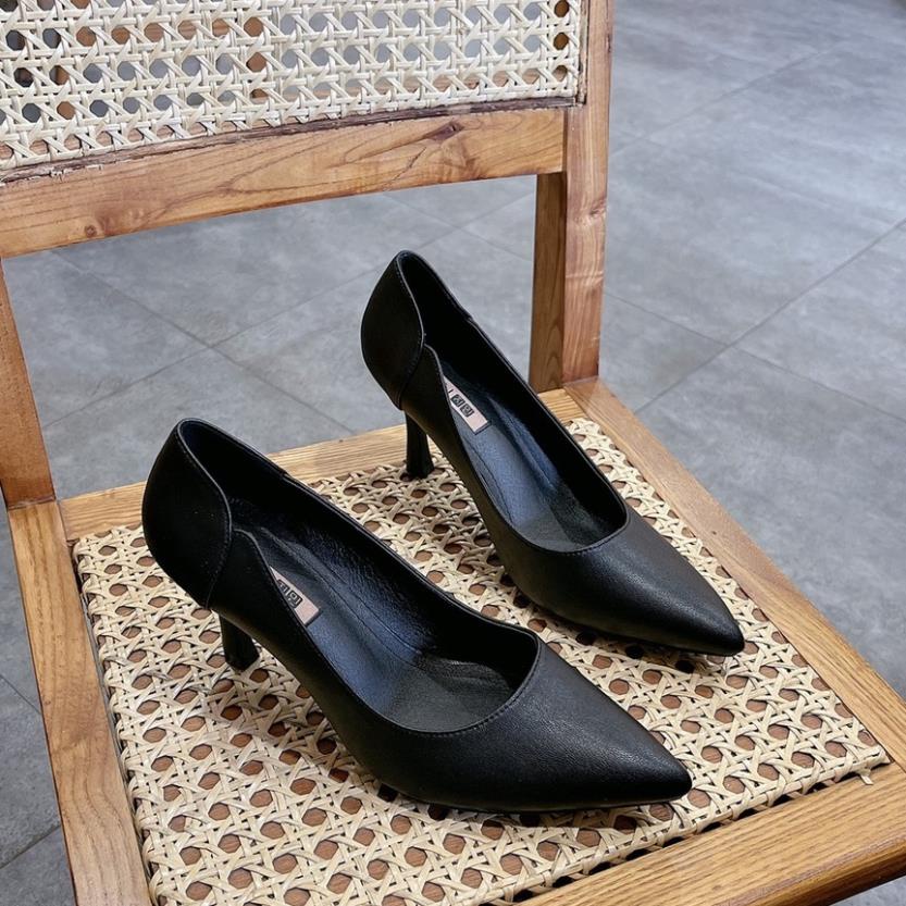 VIP Giày Cao Gót Da Lì DEMIN Thiết Kế Thanh Lịch Đế 8 cm- DCG139