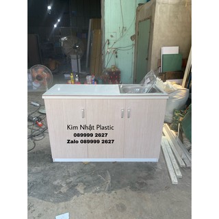Tủ bếp mini có bồn nhựa đài loan mặt gạch freeship