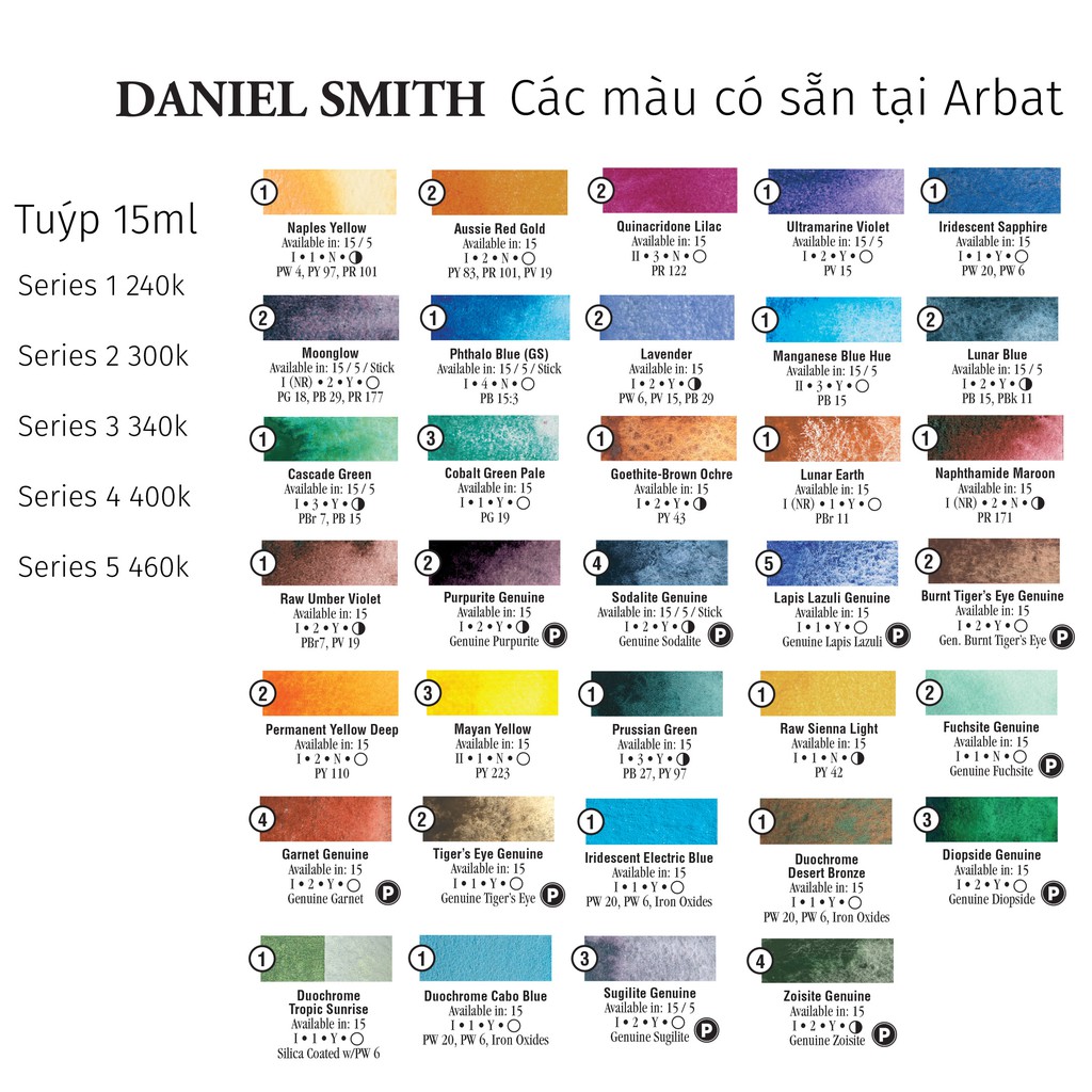 [ARBAT] Màu nước lẻ Daniel Smith 15ml