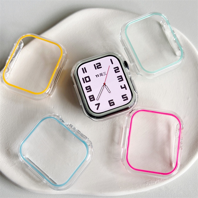 Ốp TPU Mềm Trong Suốt Màu Dạ Quang Cho Đồng Hồ Apple Watch 41MM 45MM 44MM 40MM 42MM 38MM 7 6 SE 5 4 3 2 38MM 42MM