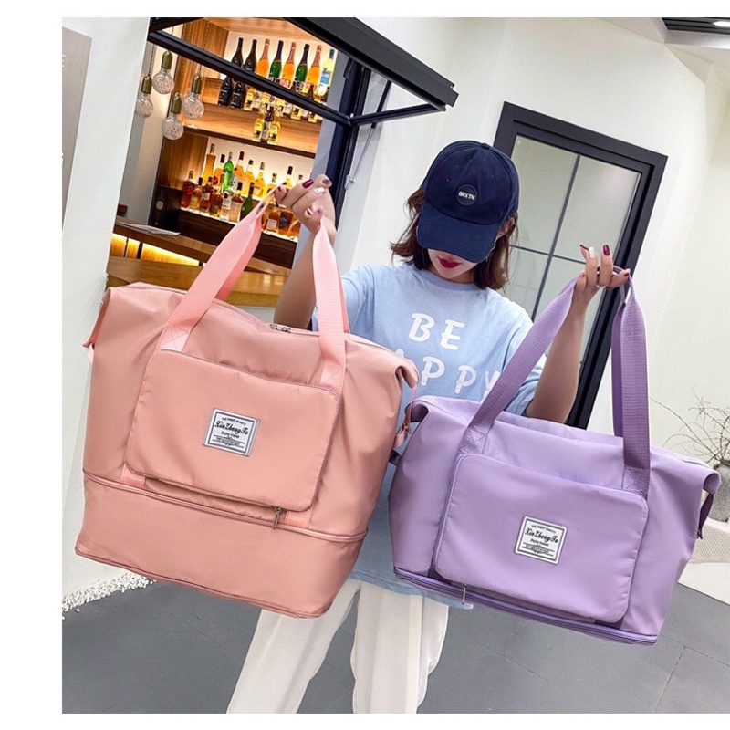 Túi Du Lịch Đa Năng Túi Thể Thao Túi Xách Nữ 2 Tầng Gấp Gọn Đựng Hành Lý Chống Thấm Nước Móc Được Vào Vali