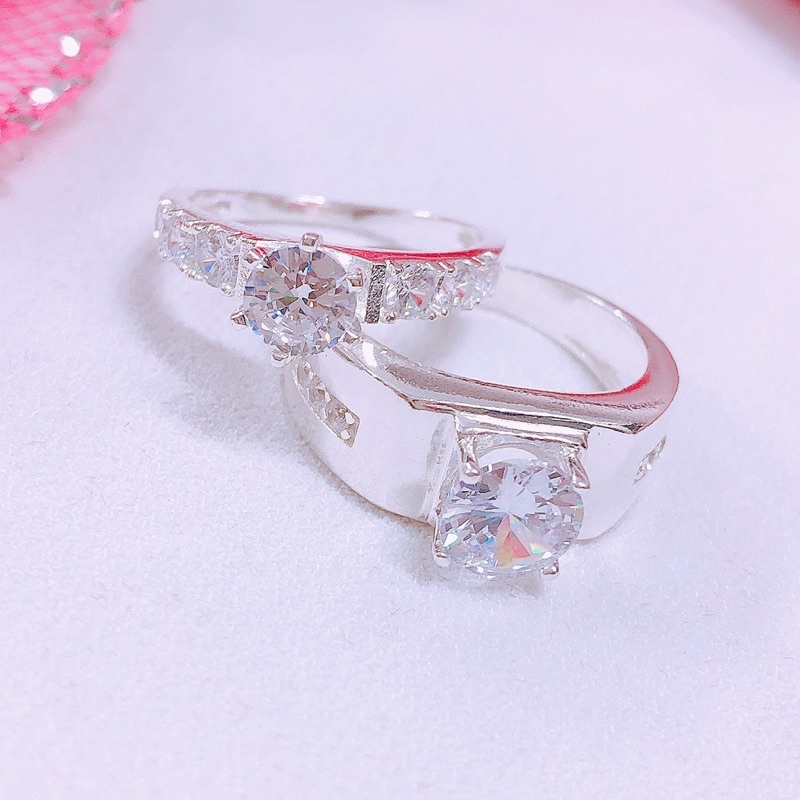 Nhẫn đôi bạc ta THJ - Nhẫn đôi cao cấp sáng đẹp , sang trọng
