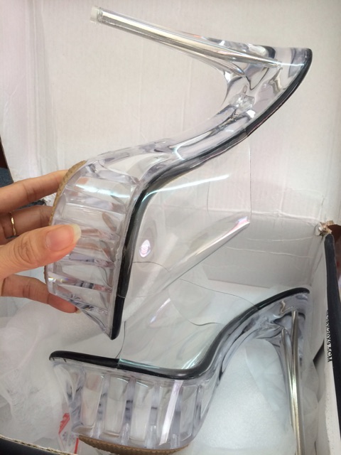 Dép cao gót quai trong suốt cao 14cm size từ 35 đến 43 MH036