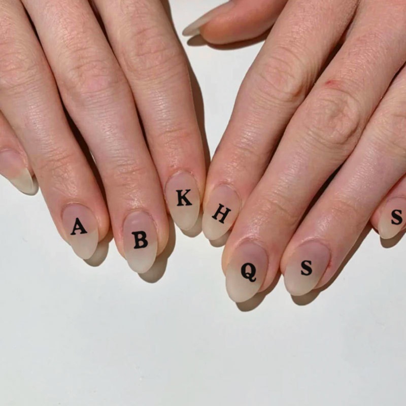 Set 6 Tấm Sticker Dán Trang Trí Móng Tay Nghệ Thuật Họa Tiết Chữ Cái