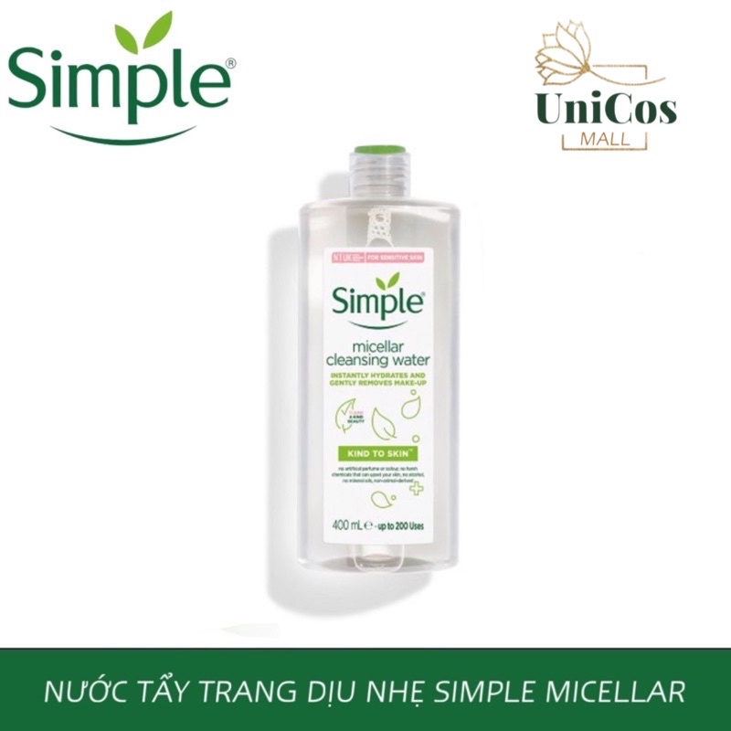 Nước tẩy trang Simple Kind to Skin Micellar Cleansing Water 200ml