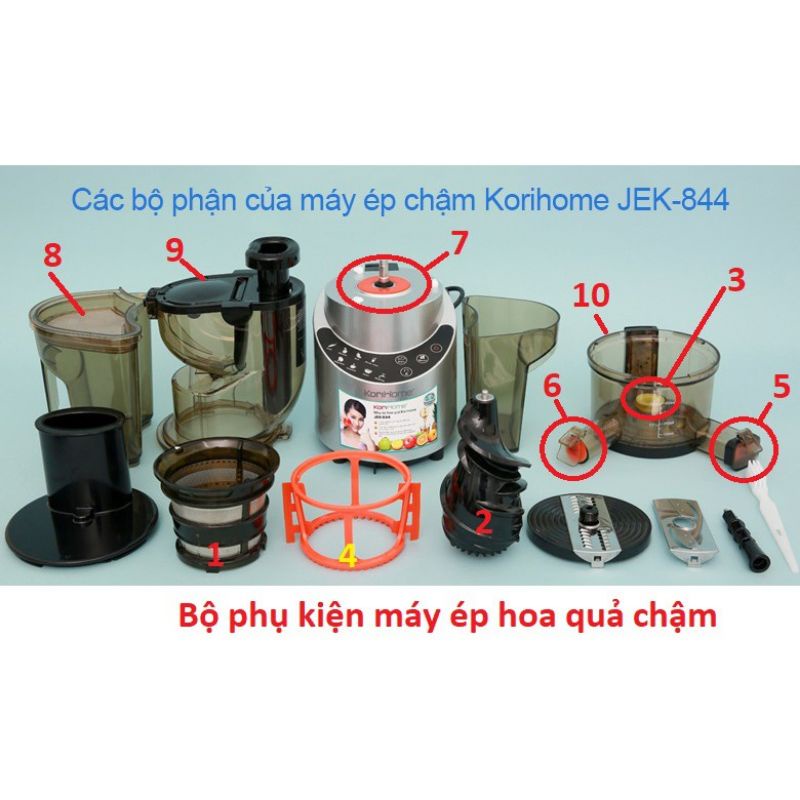 [Freeship]Bộ Phụ kiện Máy Ép Hoa Quả Chậm Korihome JEK 633/644/688