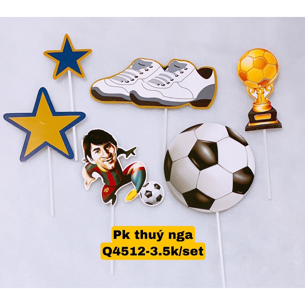 10 set cắm giấy bóng đá trang trí bánh