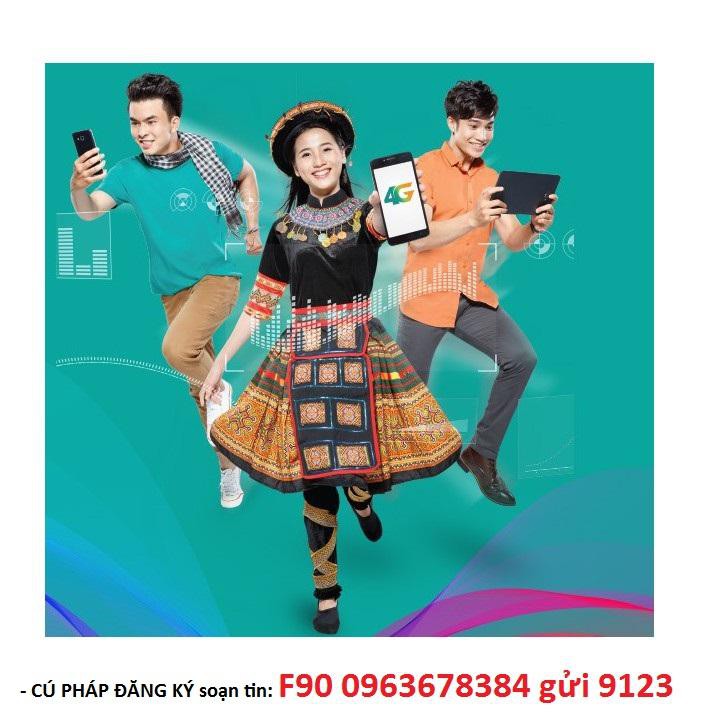 Sim 4G 10 số viettel  F90. Miễn phí [cuộc gọi nội mạng  tin nhắn 250 15 phút ngoại mạng + 5GB data tốc độ cao/tháng]