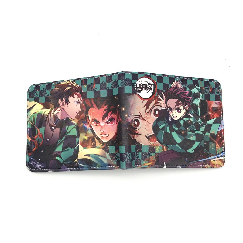 Ví Da Ngắn Mini In Họa Tiết Demon Slayer Kimetsu No Yaiba Tanjiro Kamado Có Ngăn Đựng Thẻ Làm Quà Tặng