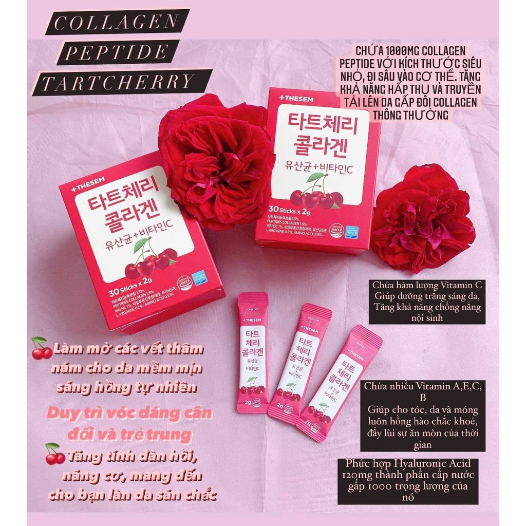 [Mã 254FMCGSALE giảm 8% đơn 500K] Bột Collagen Cherry/Lựu Chứa Lợi Khuẩn Korea Bio Cell Hàn Quốc hộp 30 gói * 2g