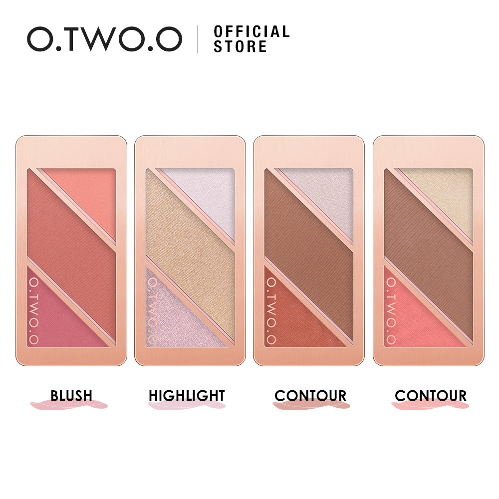 Otwoo Bảng Phấn Má Hồng Bắt Sáng Và Tạo Khối 3 Trong 1 Chống Nước Lâu Trôi