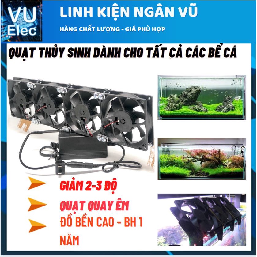 Quạt Thủy sinh có công tắc Bật tắt gắn trên quạt, Quạt êm không ồn giảm 1-3 độ