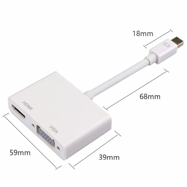 Cáp chuyển đổi 2 in 1 Mini DisplayPort sang HDMI / VGA -Từ Macbook ra TV, máy chiếu