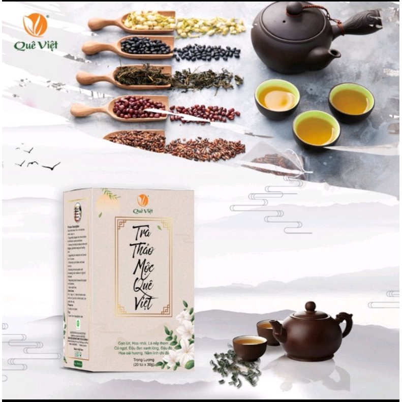 HỘP TRÀ THẢO MỘC QUÊ VIỆT 600G (20 túi lọc, 1 túi lọc pha 1,5 lít nước)