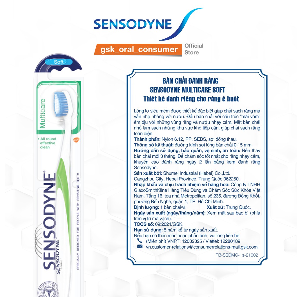 Bàn chải đánh răng Sensodyne Multicare Soft