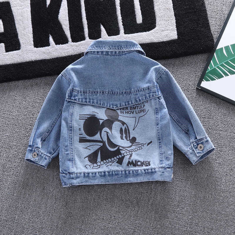Áo Khoác Jeans In Hình Chuột Mickey Thời Trang Cho Bé Trai Và Gái 2-8 Tuổi