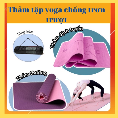 Thảm Yoga Định Tuyến Dày 8mm Thảm Yoga 2 Lớp Chống Trơn Trượt Độ Dày Cao Tạo Cảm Giác Thoải Mái Cho Người Tập