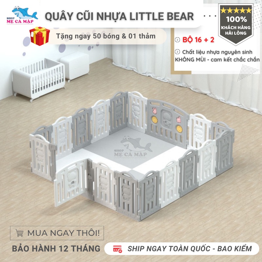 [Rẻ nhất + Tặng thảm] Bộ quây cũi nhựa Little Bear Tặng THẢM + BÓNG, bộ quây cũi nhựa cho bé an toàn