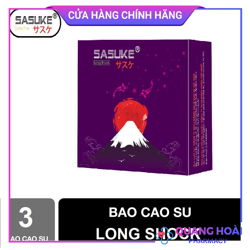 Bao Cao Su Kéo Dài Thời Gian Quan Hệ Sasuke Long Shock Hộp 3 Chiếc