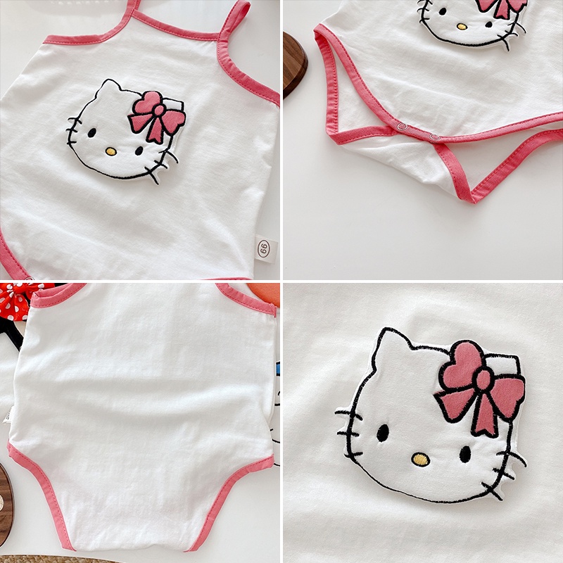 Áo liền quần Tay Ngắn Kèm Nón Họa Tiết Hoạt Hình Đáng Yêu Thời Trang Mùa Hè Cho Bé