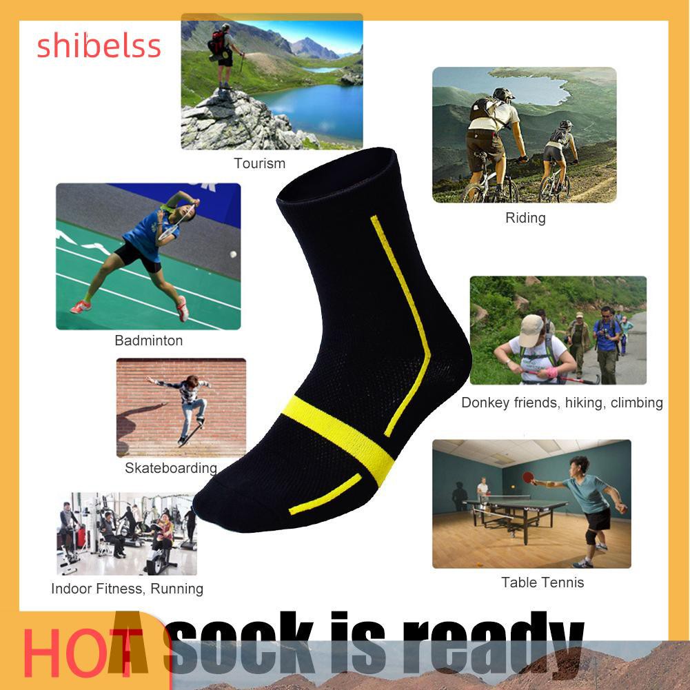 （ʚshibelss）Unisex Outdoor Sports Breathable Socks Women Men Cycling Running Socks