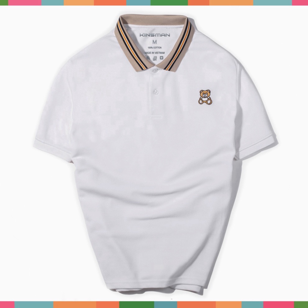 Áo thun nam Polo Basic cộc tay cổ trụ bẻ thêu gấu, vải Cotton cá sấu VNXK form chuẩn phong cách trẻ trung lịch lãm A9