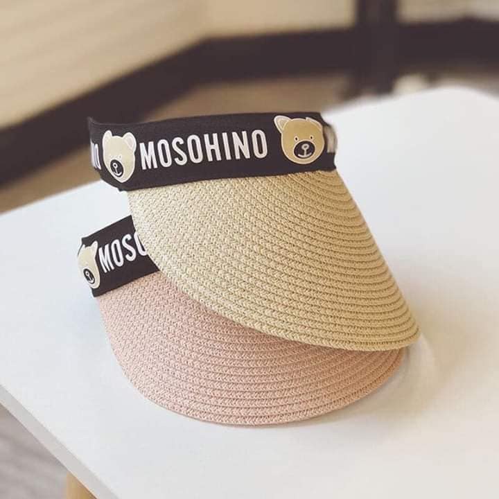 Mũ cói nửa đầu lưỡi chai cho bé, phối cùng họa tiết hoạt hình ngộ nghĩnh, chống nắng đi chơi du lịch siêu đẹp