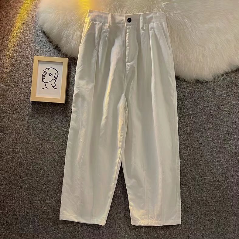 Quần Dài Ống Đứng Dáng Rộng Màu Trơn Phong Cách Hip Hop Hàn Quốc Cỡ Lớn M-3XL Thời Trang Cho Nam