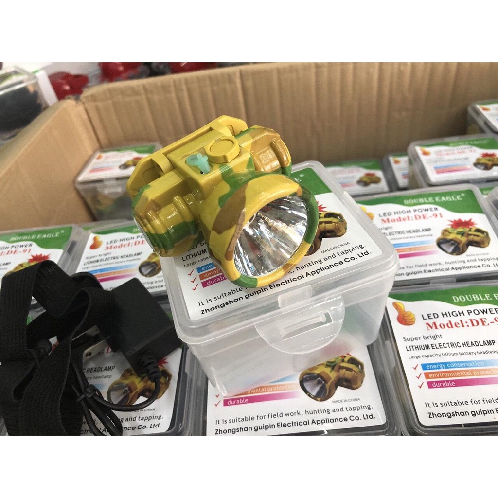 Đèn Pin Đội Đầu Chiếu Xa Siêu Sáng- kèm Sạc Và Dây Đeo - Đèn Pin Đi Soi Ban Đêm Sạc Điện DE-91 - Đen Soi Ếch