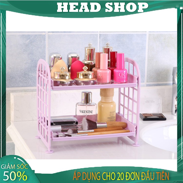 Kệ nhựa để đồ E050 mini 2 tầng để đồ dùng học tập trang trí bàn học phong cách Hàn Quốc HEADSHOP