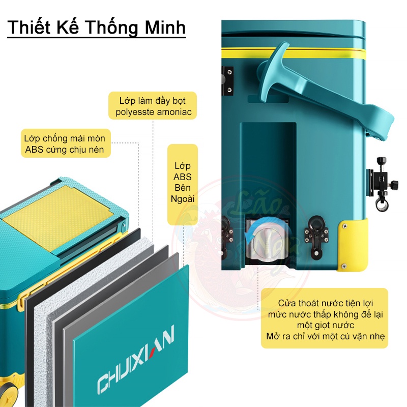 Thùng Câu Đài CHIXUAN Đa Năng Thể Tích 36 lít Cao Cấp giữ nhiệt cực tốt, thách thức mọi địa hình khi đi câu