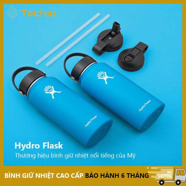 [CHÍNH HÃNG] Bình Giữ Nhiệt Hydro Flask, Công Nghệ Cách Nhiệt 2 Lớp Giữ Nhiệt Lâu, Thép Không Gỉ, Không BPA - Techio