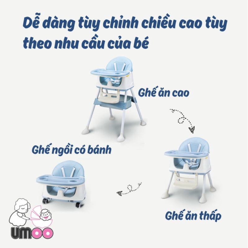 Ghế ăn dặm Umoo mẫu to bản nâng cấp 2021