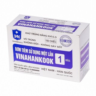 Bơm kim tiêm 1ml/cc sử dụng 1 lần VINAHANKOOK (hộp 100c)