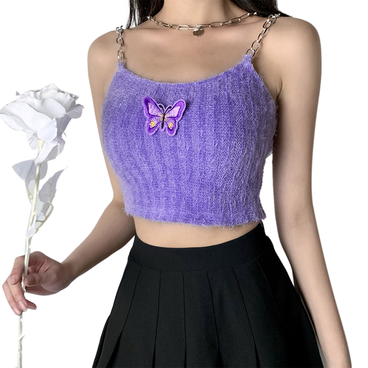 Áo Croptop Dệt Kim Không Tay Cho Nữ | BigBuy360 - bigbuy360.vn