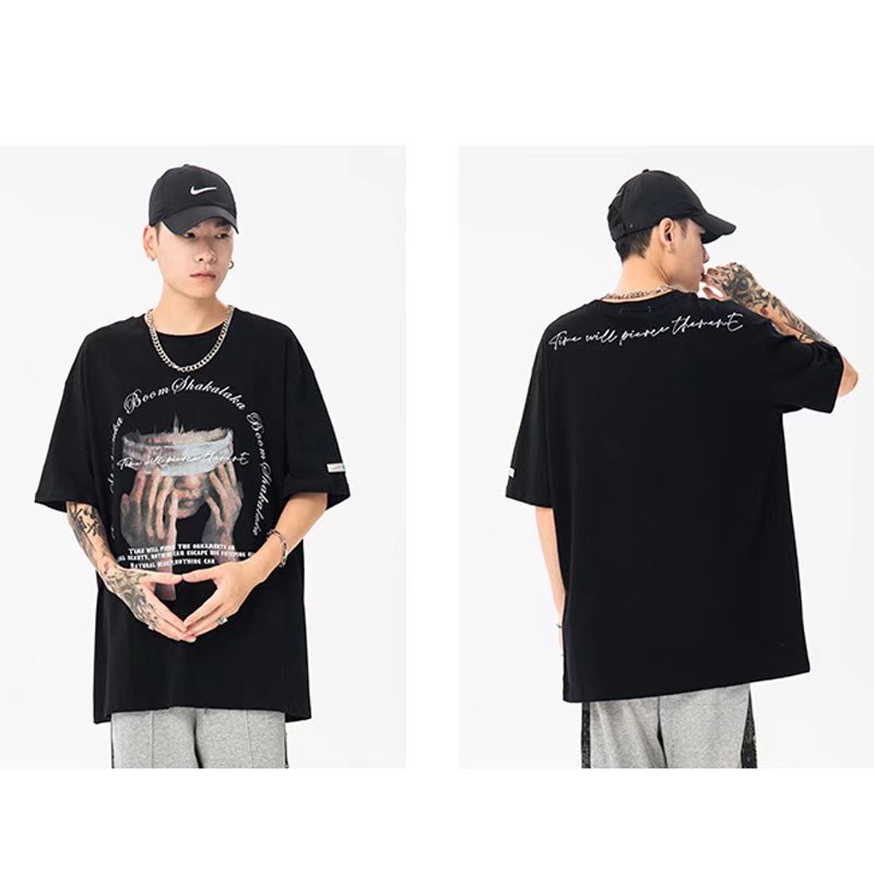 Áo Thun Nam Ngắn Tay Cổ Tròn Thời Trang Châu Âu Size M-8XL