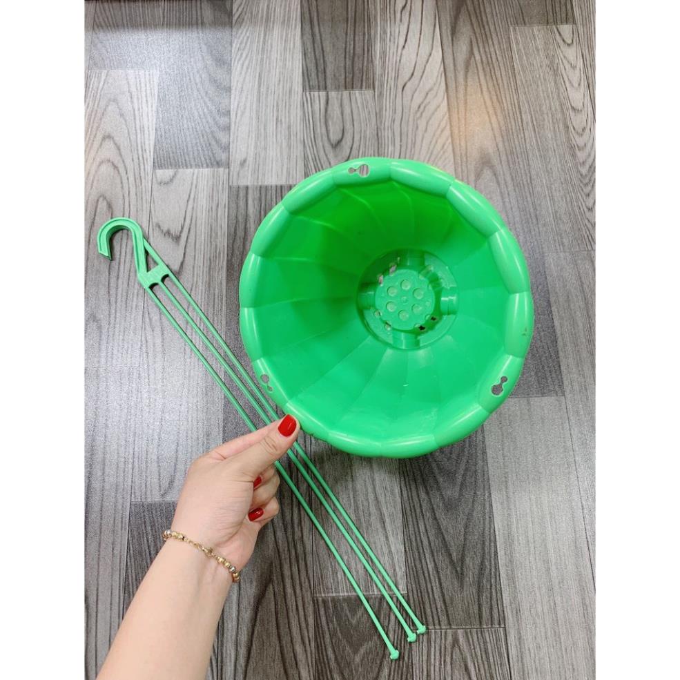 Chậu nhựa treo bí trồng hoa, cây cảnh kèm dây treo, cỡ To hàng loại 1 dày đẹp.